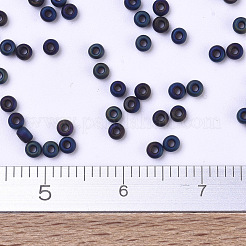 MIYUKIラウンドロカイユビーズ  日本製シードビーズ  11/0  (rr2014) マットメタリックミッドナイトブルーアイリス  2x1.3mm  穴：0.8mm  約5500個/50g&nbsp;SEED-X0054-RR2014