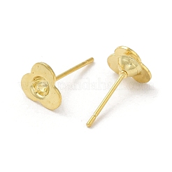 フラワー 201 ステンレス スタッド イヤリング 金具  304ステンレススチールピン付きイヤリングセッティング  18KGP本金メッキ  7x7.5mm  ピン：11x0.7mm  トレイ：2.7mm&nbsp;STAS-Q315-04G