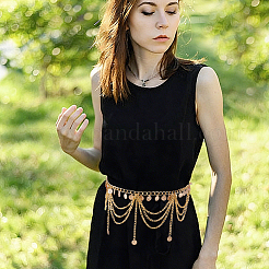 2Pcs 2 Colors Bohemian Alloy Multi-layered Chain Tassel Waist Belly Chains for Women&nbsp;AJEW-HS0001-52
