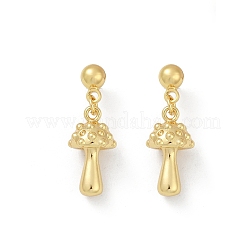 Mushroom Brass Dangle Stud Earrings&nbsp;EJEW-F895-12G