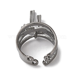 女性用合金製蝶結びワイドオープンカフリング  ガンメタ色  12.5mm&nbsp;RJEW-S412-08B