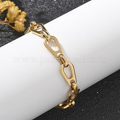 304ステンレススチールフィガロチェーンブレスレット女性用  ゴールドカラー  7-3/8インチ（18.7cm）&nbsp;BJEW-R009-02G