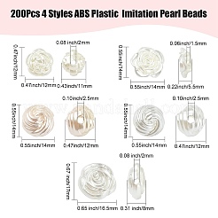 200 個 4 スタイル ABS プラスチック模造パールビーズ  花  花  12~17x11~14mm  穴：1.5~2.5mm  50個/スタイル&nbsp;OACR-CJ0001-71