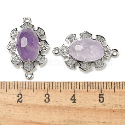 Natural Amethyst Faceted Oval Connector Charms&nbsp;G-G181-06P-04