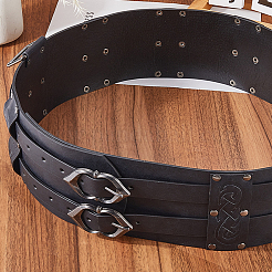 Vintage PU Leather and Alloy Chain Belts for Men&nbsp;AJEW-WH20060-49A