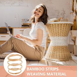 4Pc 4 Styles Flat Natural Bamboo Wicker Strips&nbsp;WOOD-FG0001-38A