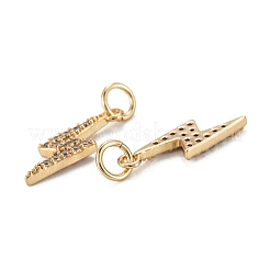 Brass Clear Cubic Zirconia Charms&nbsp;ZIRC-C024-14G