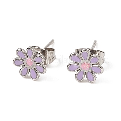 Mixed Color Bling Enamel Daisy Flower Stud Earrings&nbsp;EJEW-B009-18P