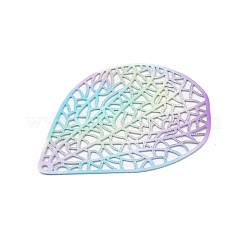 スプレー塗装された430ステンレススチールの大きなペンダント  ティアドロップチャーム  カラフル  50x37x0.5mm  穴：1.4mm&nbsp;STAS-G300-06