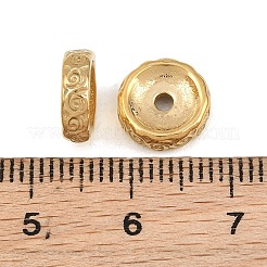 304ステンレススチール製、雲模様のスペーサービーズ  フラットラウンド  14KGP本金メッキ  9.5x3mm  穴：1.8mm&nbsp;SA-CBA02E8-22G