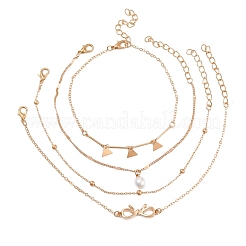 4Pcs 4 Style Alloy Chain Anklets Sets&nbsp;SJEW-D009-08KCG