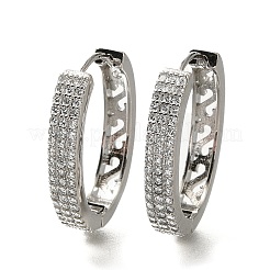 真鍮製キュービックジルコニアフープピアス  カドミウムフリー＆鉛フリー  プラチナ  23x4mm&nbsp;EJEW-M048-05P