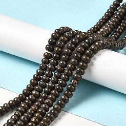 天然赤い雪片オブシディアンのビーズ連売り  ロンデル  8x5mm  穴：0.7mm  約70個/連  14.76~14.96インチ（37.5~38cm）&nbsp;G-G992-B03