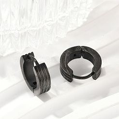 304ステンレススチール研磨効果フープピアス  イオンプレーティング（ip）  ブラック  13.5x4mm&nbsp;EJEW-M001-40C-EB