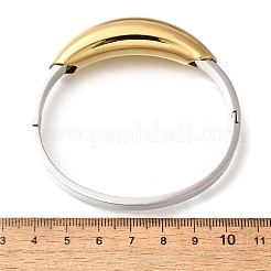 女性用304ステンレススチールヒンジ付きバングル  本金メッキ&ステンレススチールカラー  1/4 ~1/2インチ（0.8~1.2cm）  内径：1-7/8x2-3/8インチ（4.85x6.05cm）&nbsp;BJEW-C091-02E-GP