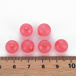 透明なアクリルビーズ  染め  多面カット  ラウンド  濃いピンク  9.5x9.5mm  穴：2mm  約970個/500g&nbsp;TACR-S153-42E-03