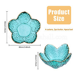 食品フルーツ用4色ガラスボウル4個  花  ミックスカラー  88x90x44mm  1pc /カラー&nbsp;AJEW-CA0004-93