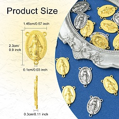 20Pcs 2 Colors Holy Oval Carved Virgin Mary Tibetan Style Alloy Chandelier Component Links&nbsp;TIBE-FS0001-15