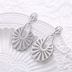 Stainless Steel Oval Dangle Stud Earrings&nbsp;ZW6433