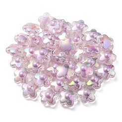 UVメッキレインボー虹色透明アクリルビーズ  ツートン  花  ミディアム蘭  17x17x9mm  穴：2.7mm&nbsp;OACR-C007-03B