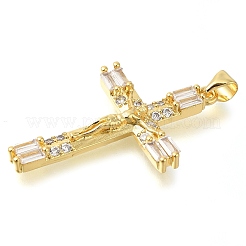 Brass Pave Clear Cubic Zirconia Pendants&nbsp;KK-M101-05G-05