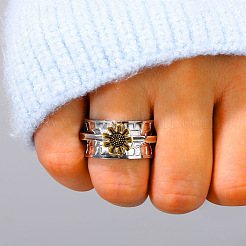 Sunflower Zinc Alloy Finger Rings&nbsp;FS-WGCE082-05