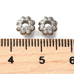 304ステンレス鋼波形ビーズ  花  変色防止  ステンレス鋼色  6.5x3.5mm  穴：1.8mm&nbsp;STAS-V009-12C-P