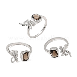 Brass Micro Pave Cubic Zirconia Finger Rings&nbsp;CU-CBA260E-12P