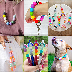 45Pcs 3 Colors Round Silicone Focal Beads&nbsp;SIL-TAD0001-01F