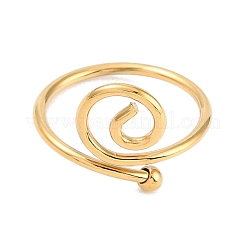 Ion Plating(IP) 304 Stainless Steel Spiral Open Cuff Ring for Women&nbsp;RJEW-C097-04G