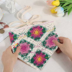 Flower Pattern Acrylic Fibers Knitted Triangle Headscarf&nbsp;AJEW-WH20001-82A