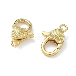Heart Brass Lobster Claw Clasps&nbsp;KK-H256-03G-03