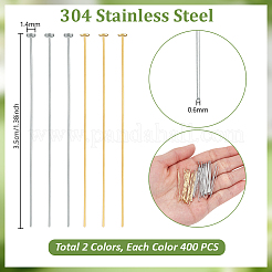 800個 2色 304ステンレススチール フラットヘッドピン  ミックスカラー  35x0.6mm  22ゲージ  ヘッド：1.4mm  400個/カラー&nbsp;STAS-PH0007-41