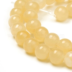 天然のイエロージェイドビーズ連売り  ラウンド  6mm  穴：1mm  約63個/連  14.96インチ（38cm）&nbsp;G-G829-04-6mm