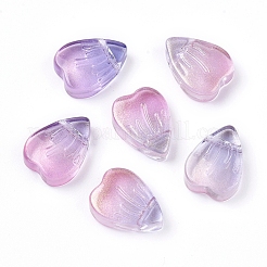 電気メッキガラスチャーム  ハート  プラム  12x9x4mm  穴：1mm&nbsp;EGLA-E059-D03