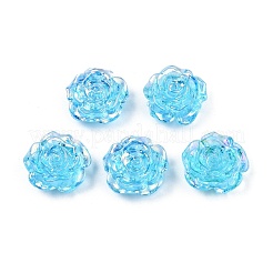 透明な腹筋プラスチック ビーズ  片穴  花  シアン  15x16x6.5mm  穴：1.2mm&nbsp;KY-G019-01B