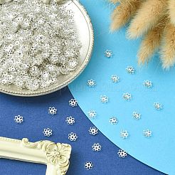 アイアン製ビーズキャップ  カドミウムフリー＆鉛フリー  花  マルチ花弁  銀  6x1mm  穴：1mm&nbsp;IFIN-YW0001-70S