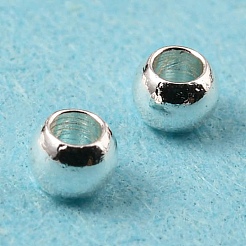 ラックメッキ真鍮製ビーズ  長持ちメッキ  ラウンド  銀  2mm  穴：0.8mm&nbsp;KK-E070-01A-S