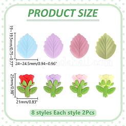 16Pcs 8 Styles Leaf & Flower Silicone Beads&nbsp;SIL-WR0001-08