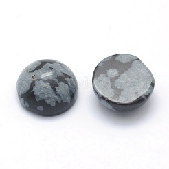 天然な雪片オブシディアンカボション  半円  4x2~2.5mm&nbsp;G-P393-R55-4MM