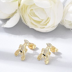 Brass Micro Pave Cubic Zirconia Stud Earrings&nbsp;KK-CBA5B62-06G