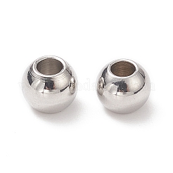 変色しにくい304ステンレススチール製ラウンドスペーサービーズ  ステンレス鋼色  6x5mm  穴：2mm&nbsp;STAS-N020-18B