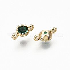 Brass Micro Pave Green Cubic Zirconia Links Connectors&nbsp;KK-T063-58G-NF