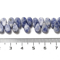 天然ブルースポットジャスパービーズ連売り  ティアドロップ  トップ掘削  9~10x5~5.5x3.5~4mm  穴：0.7mm  約40~48個/連  7.09~7.28''（18~18.5cm）。&nbsp;G-B064-B59