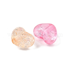 UVメッキ透明クラックルアクリルビーズ  虹色の  ハート  ミックスカラー  10x13.5x8mm  穴：2.5mm&nbsp;MACR-K361-44