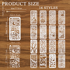 16Pcs 16 Styles PET Hollow Out Drawing Painting Stencils&nbsp;DIY-WH0669-038