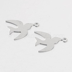 変色しにくい鳥の316サージカルステンレススチール製フィリグリーチャーム  ステンレス鋼色  14x11x0.5mm  穴：0.5mm&nbsp;STAS-M258-11