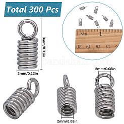 304ステンレススチールコードエンド300個  エンドキャップ  コラム  ステンレス鋼色  8x3mm  穴：2mm  インナー：2mm&nbsp;STAS-SC0009-33