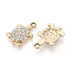 合金ラインストーンペンダント  UVメッキ  カメ  ライトゴールド  21x13.2x3.4mm  穴：1.8mm&nbsp;PALLOY-T090-61KCG