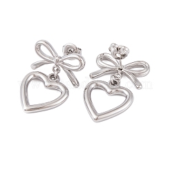 Non-Tarnish Bowknot 304 Stainless Steel Stud Earrings&nbsp;EJEW-A049-13P
